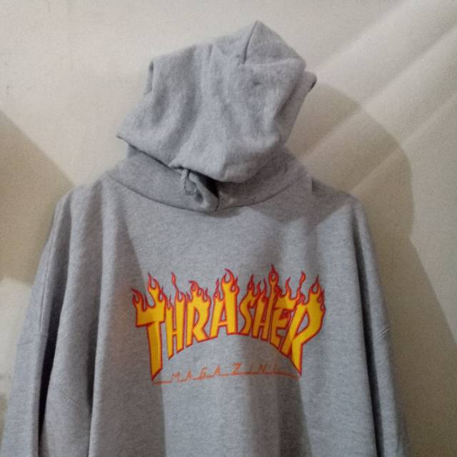 Thrasher hoodie flame grey original-size L
