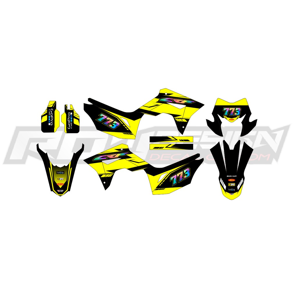 DECAL STICKER CRF 150 L (032) DEKAL STIKER BIRU HITAM KUNING HOLOGRAM