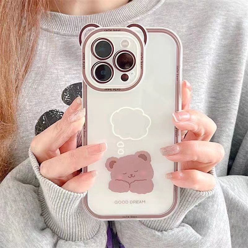 Soft Case Silikon Motif Beruang Untuk iPhone 13 12 11 Pro Max X Xr Xs Max SE 2020 8 7 6 6s Plus