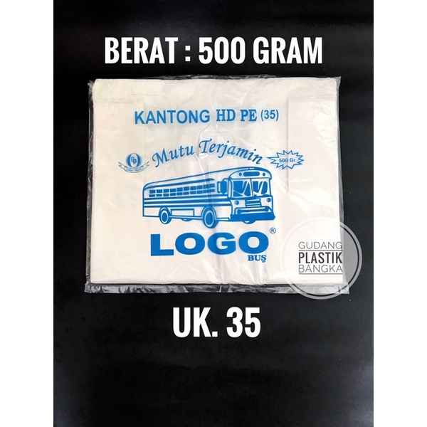 Kantong Plastik / Kresek HD PE OTO / LOGO Putih Uk. 17 / 24 / 28/ 35 / 40