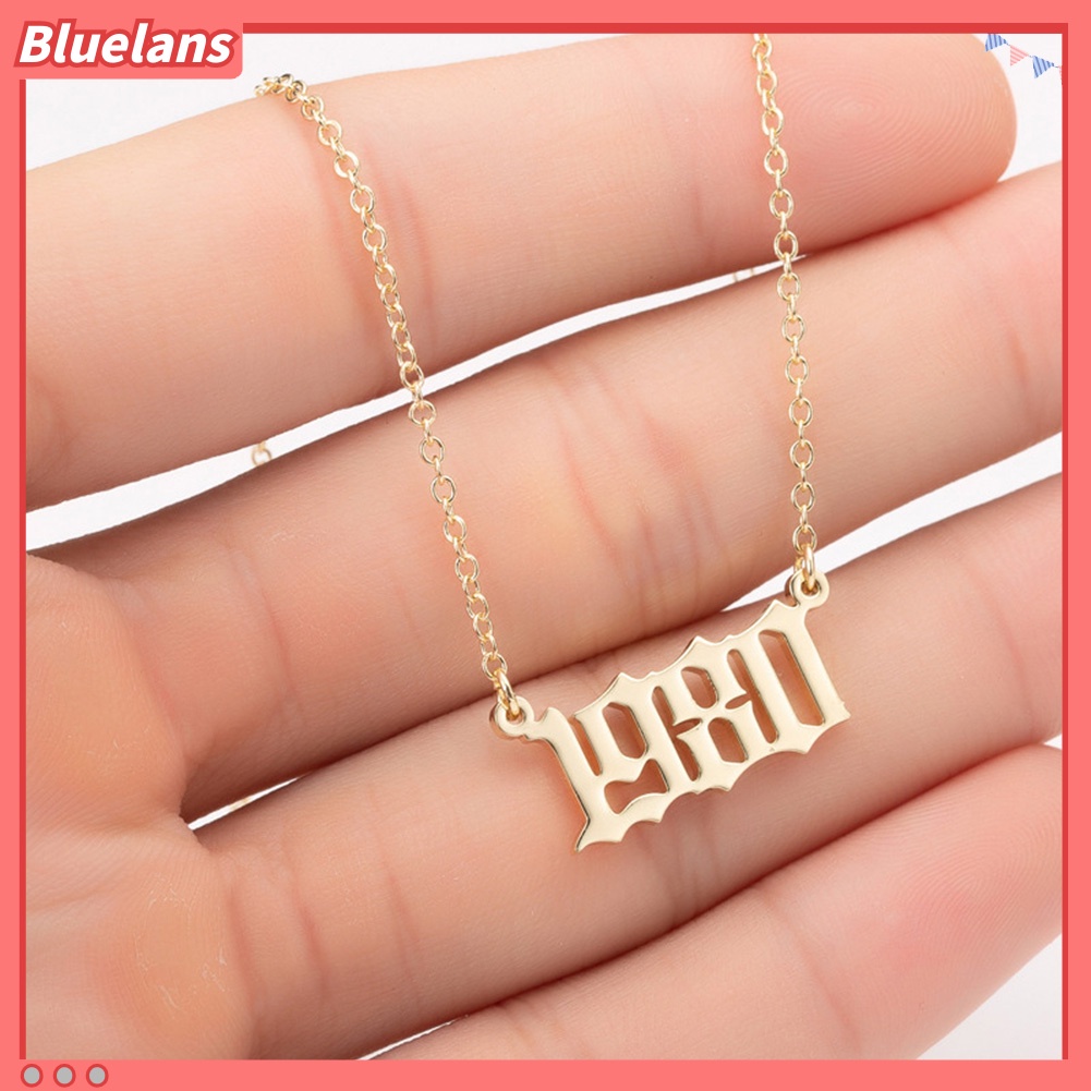 Bluelans 1980-1999 Birth Year Number Charm Pendant Stainless Steel Chain Necklace Jewelry