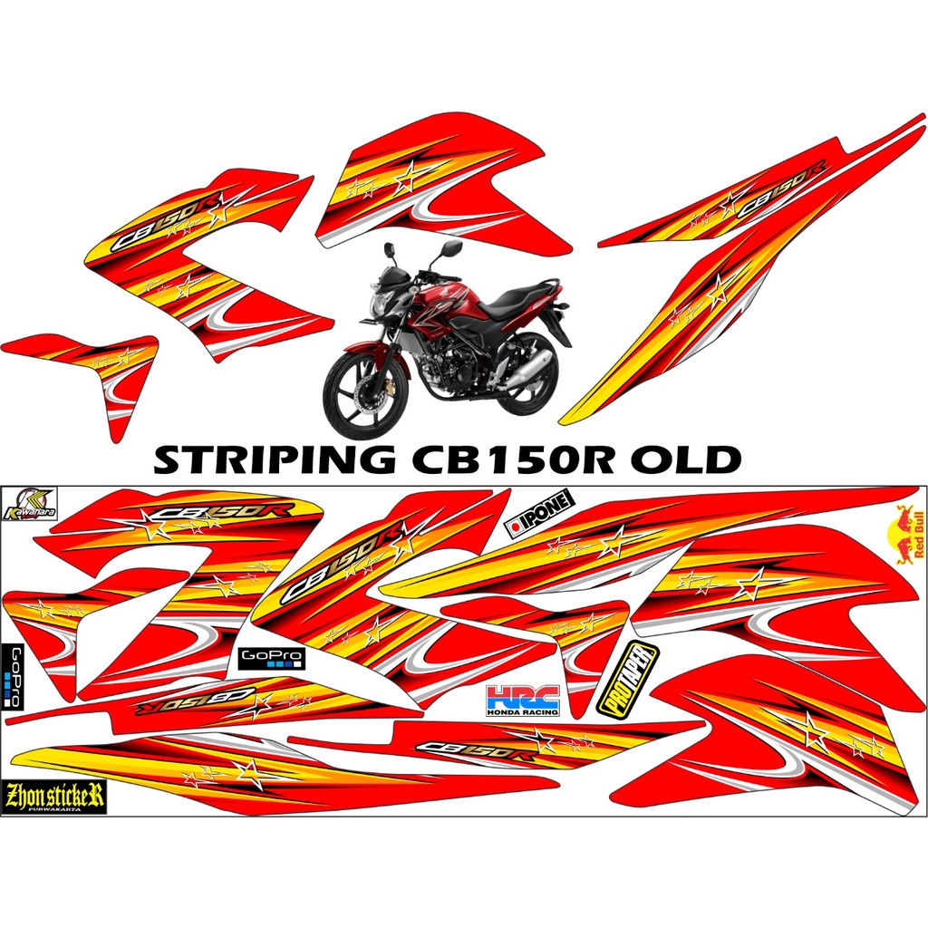 STRIPING VARIASI CB150R OLD STRIPING CB150R LAMA SEMI DECAL CB150R OLD LIS BODY CB 150R OLD STICKER 