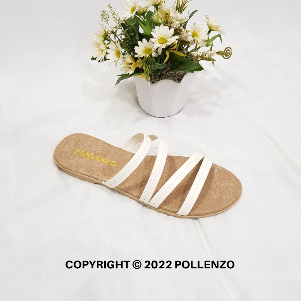 Pollenzo - Sandal Flat Teplek Wanita Lia-089-PUTIH