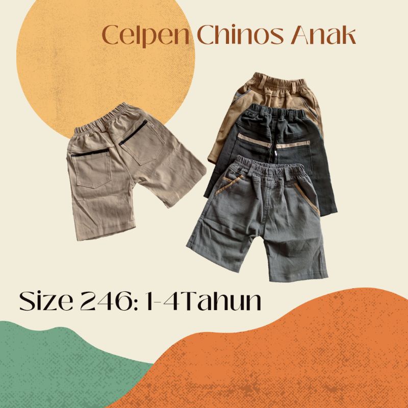 Celpen Celana Pendek Chino Chinos Anak Laki Cowok 1 2 3 4 Tahun Size 246 gym