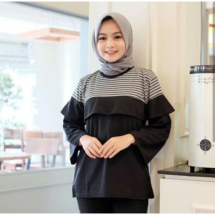 Kemejapolos Kemejawanita Kemejacewek Kemejadistro Blouse Aminah Hitam Baju Atasan Wanita 0107 19bpw Shopee Indonesia