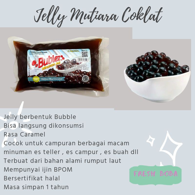 

Minuman bublez jelly mutiara coklat rasa caramel