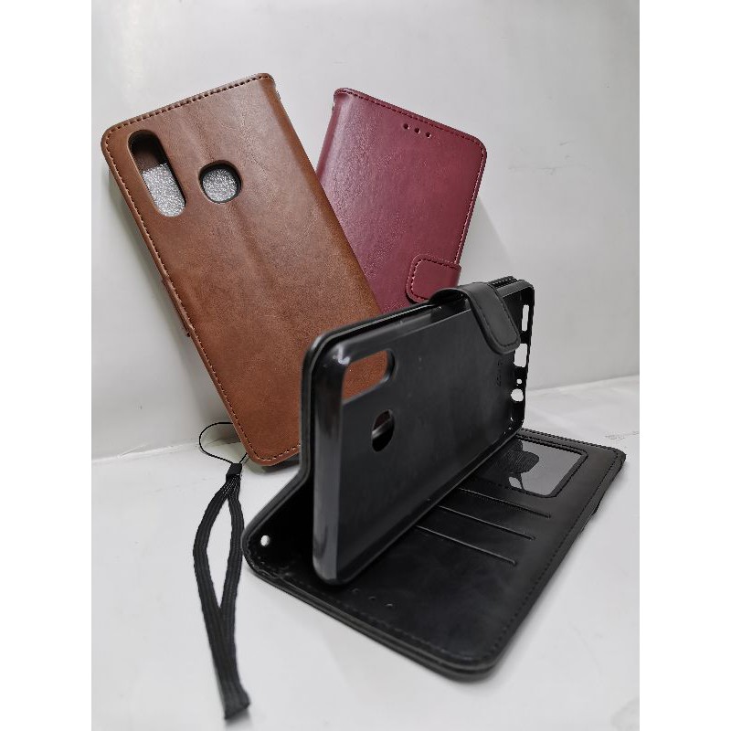 Vivo Z1 Pro Leather Case Flip Cover Casing Sarung Dompet Wallet Kulit Soft