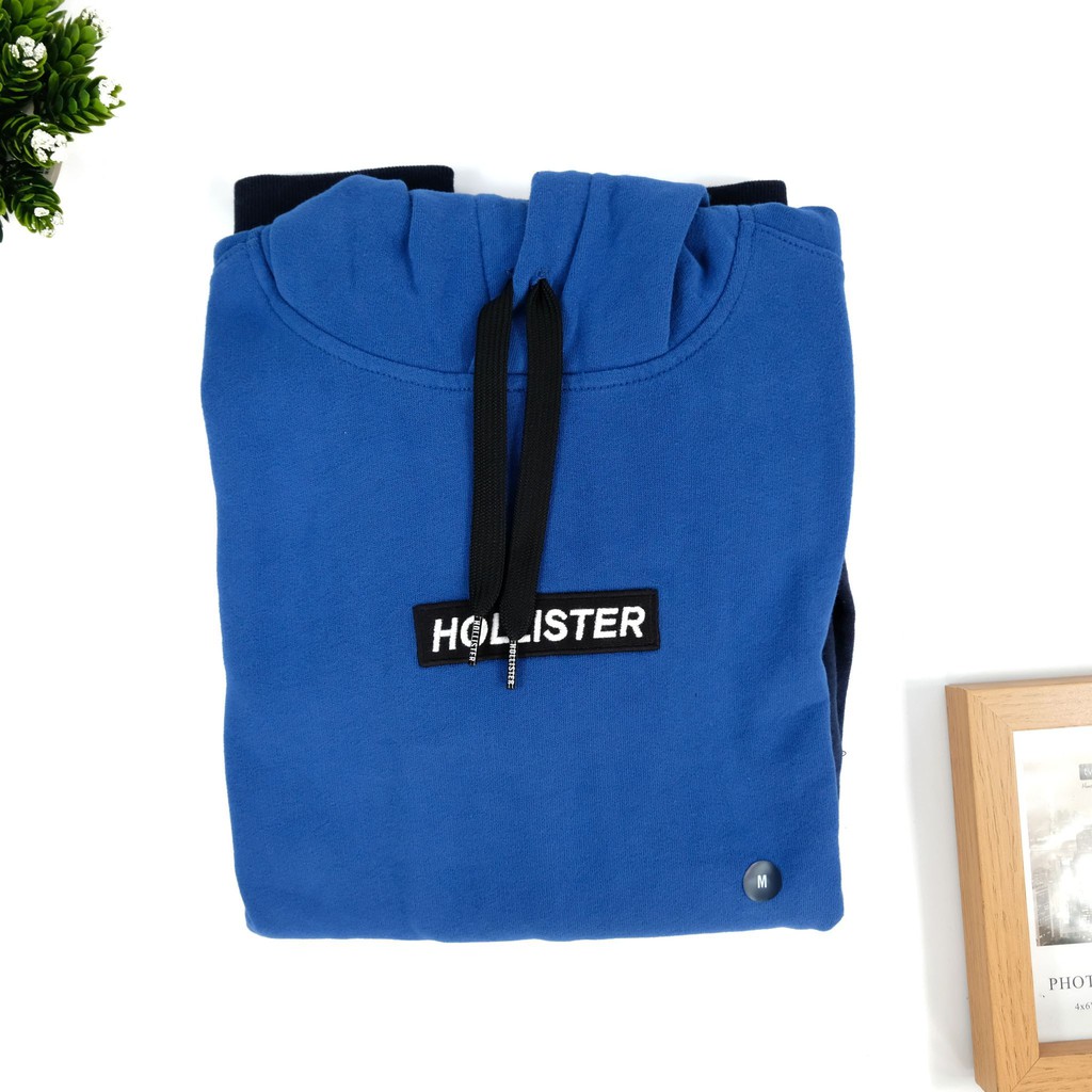 Jaket Hollister Centerbox Logo Pullover Hoodie Cobalt Combre Original