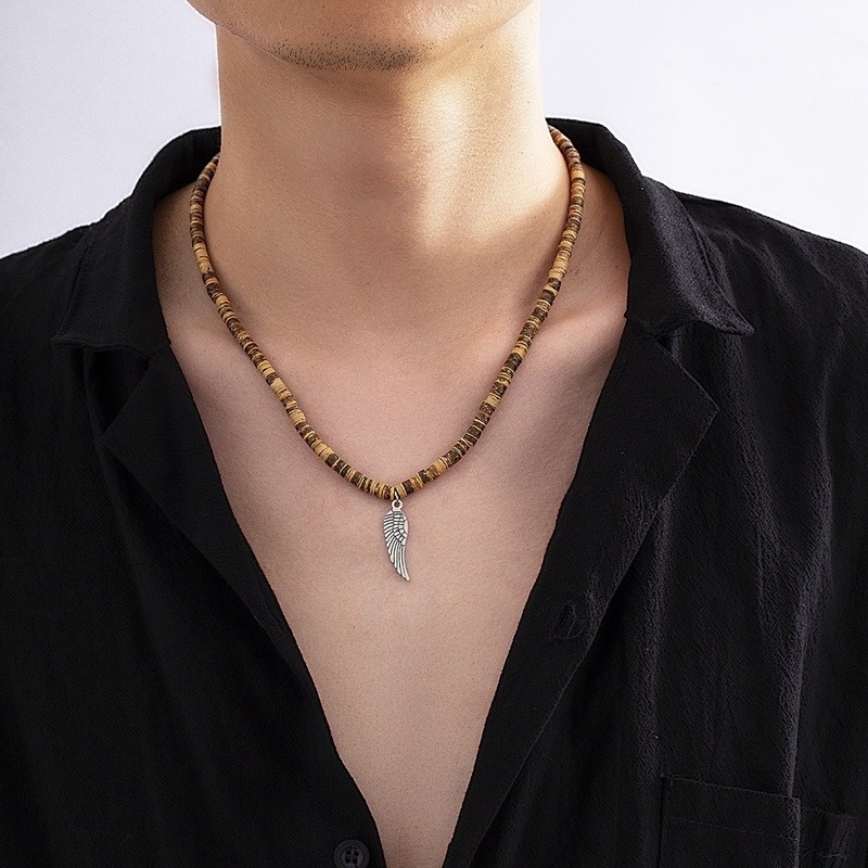 Kalung Manik-Manik Kayu Gaya Retro Bohemian Eropa Dan Amerika