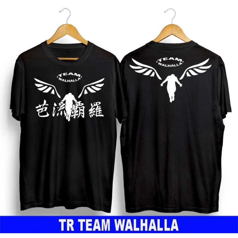 T-shirt Baju Kaos Distro Oblong Pria & Wanita Kaos Anime Tokyo Revengers Walhalla Team Topi Polos Hi