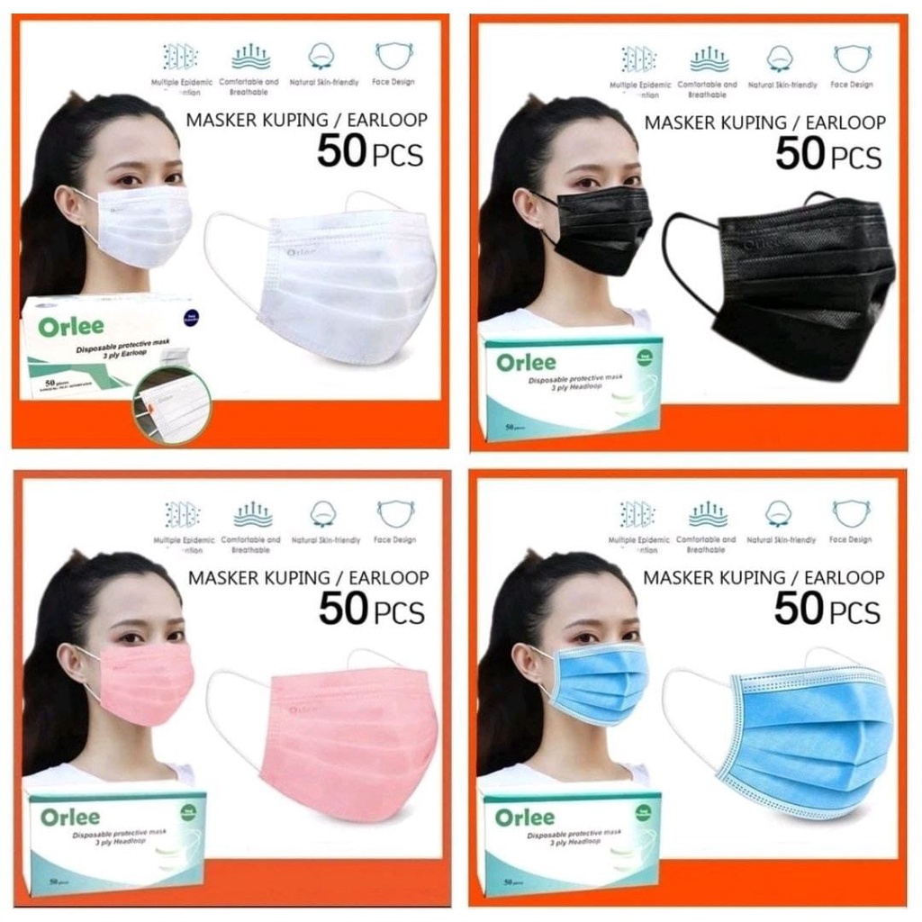 

Masker Orlee Earloop 3ply 3 ply isi 50 pcs ORIGINAL ijin Kemenkes
