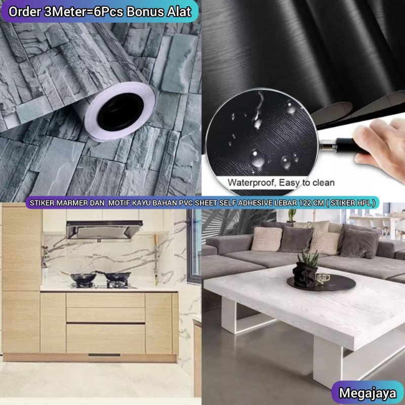 Wallpaper Lebar122Cm Marmer Premium Tekstur Kayu Premium Pelapis Dinding Meja Lantai Lemari Terjangk