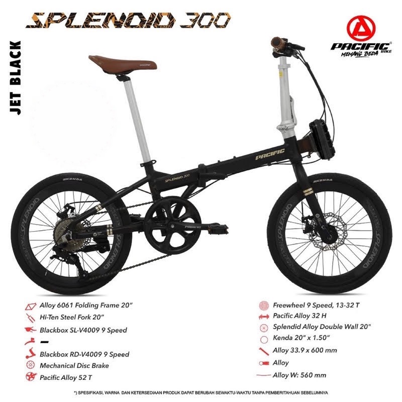 Sepeda Lipat Pacific ALLOY SPLENDID 300 1x9SP 20 inch Garansi SNI-1