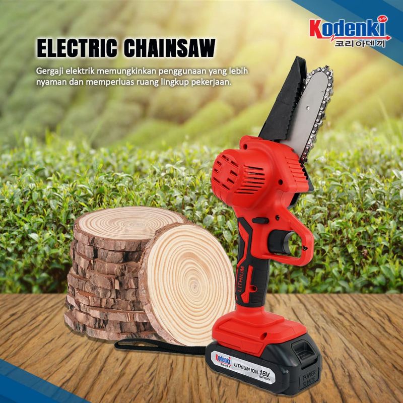 Kodenki Mesin chainsaw Potong Kayu Baterai cordless chain saw mini 18 volt