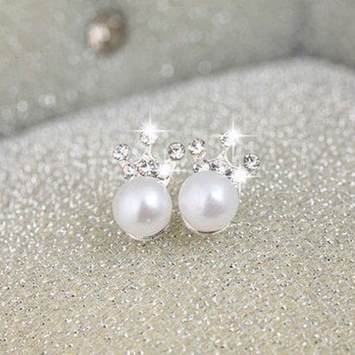 Anting Mutiara Pejantan Kristal Fashion Heart Pearl Crystal Stud Earring Charm Zircon Star Earrings Jewelry for Women Lady Gift-11