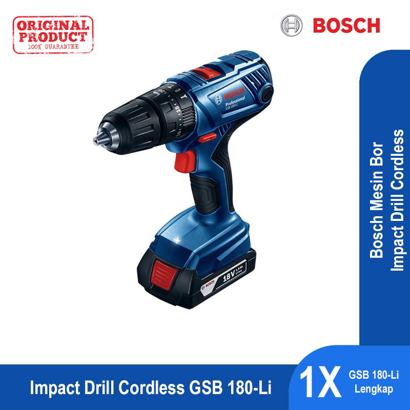Bosch Gsb 180 Li Mesin Bor Obeng Tembok Baterai Tanpa Kabel