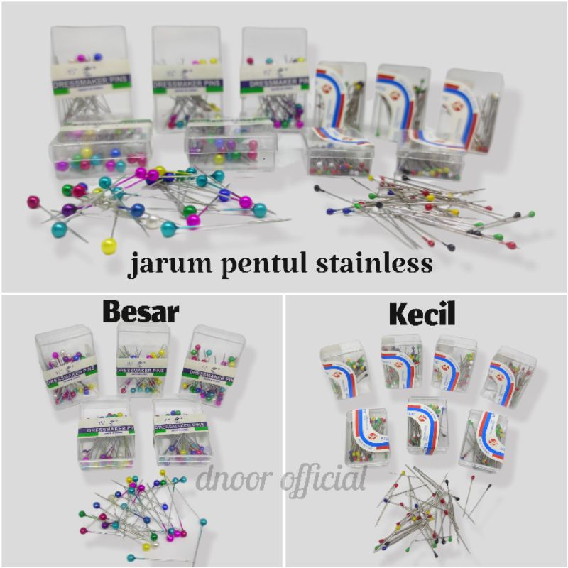 Jarum Pentul Mini Kecil dan Besar Stailess Bulat Perbox dan Ecer