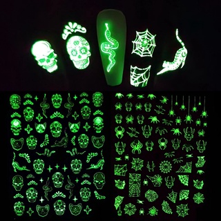 Image of thu nhỏ Stiker Kuku 3D Motif Tengkorak / Laba-Laba Luminous Untuk Halloween #2