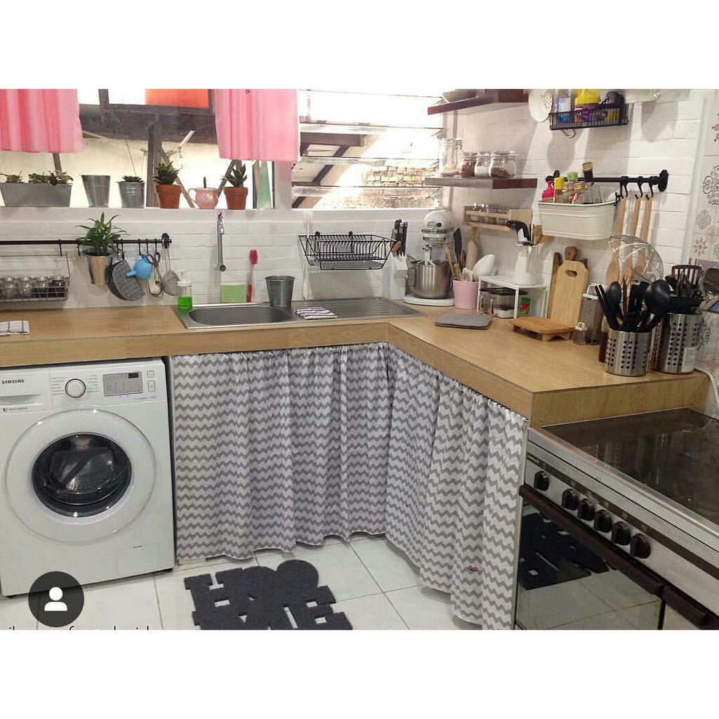 Gorden kolong dapur retro abu