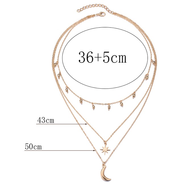 LRC Kalung Fashion Gold Color Alloy Multilayer Crescent P82866