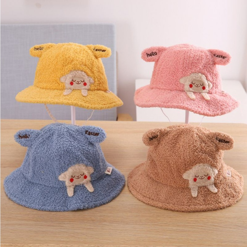 Topi Bucket FLEECE Domba Anak 0 - 4 tahun Sheep Import Korean Style CBKS VC