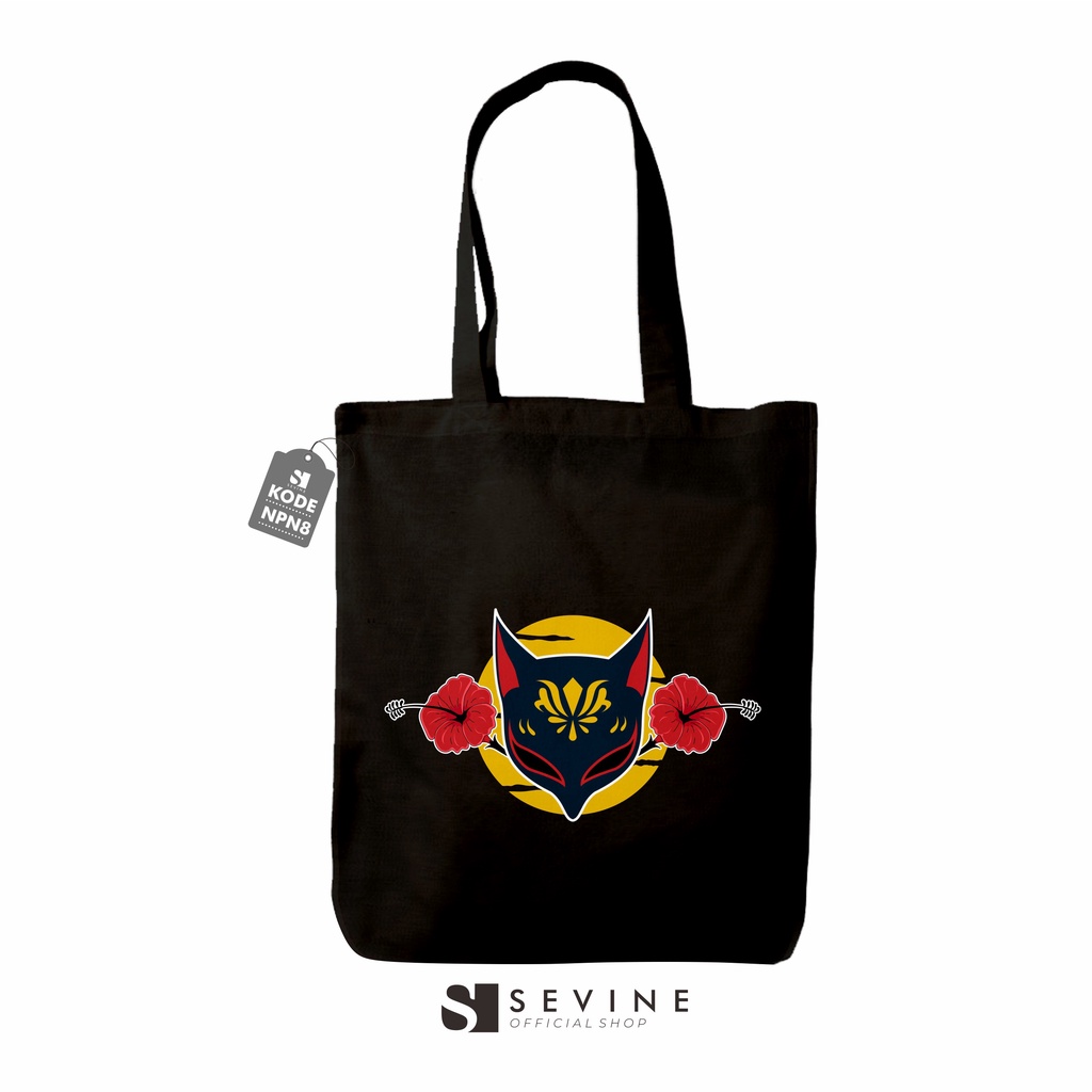 Sevine Totebag Tas Wanita Tote Bag Resleting Japanese Series Black Hitam - NPN8