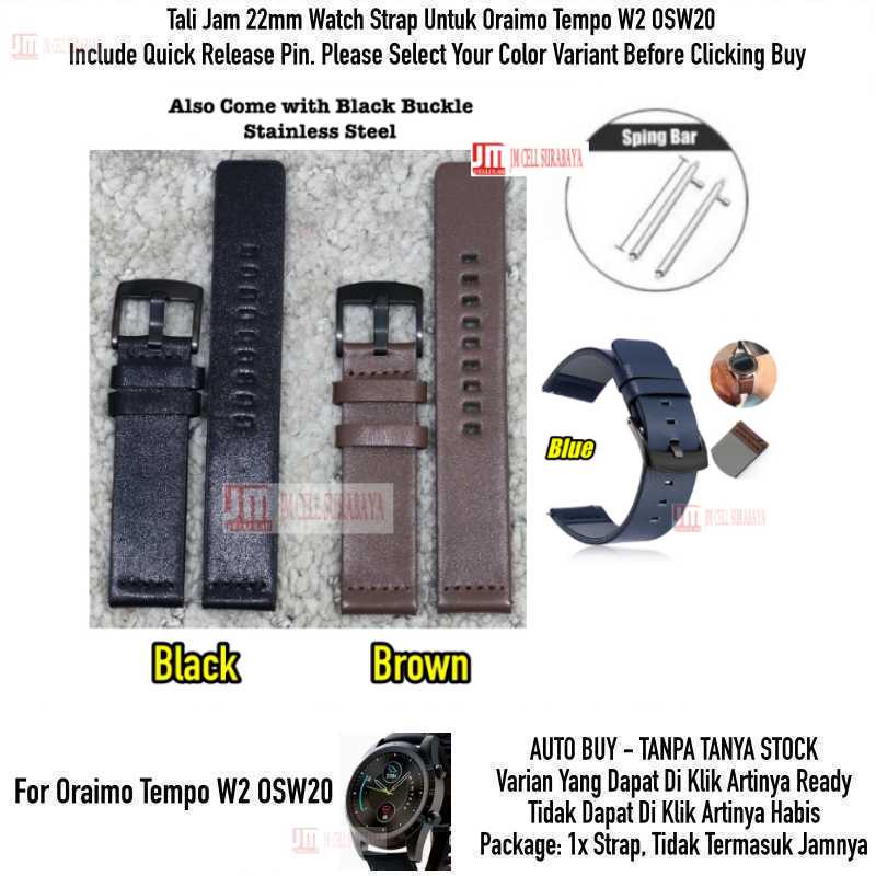 Watch Strap Oraimo Tempo W2 OSW20 OSW 20 - Tali Jam 22mm Modern Leather Kulit