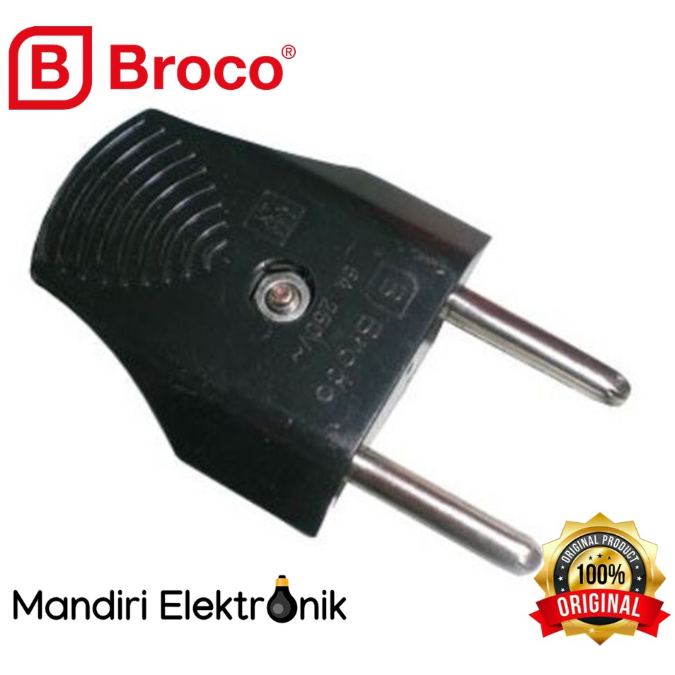 Steker Gepeng Broco 344 - Colokan Broco Gepeng Hitam 344L - Colokan Hitam Broco 344L