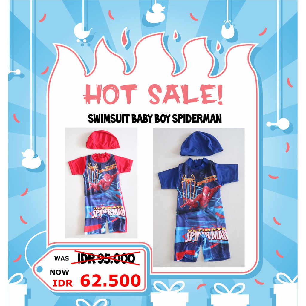 Baju Renang Bayi Swimsuit Baby Swimwear M-L-XL motif SPIDERMAN