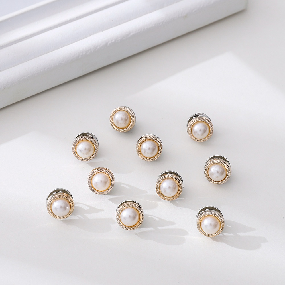 10pcs Bros Pin Bentuk Bunga Aksen Mutiara Berlian Imitasi Anti Silau Gaya retro Untuk Wanita
