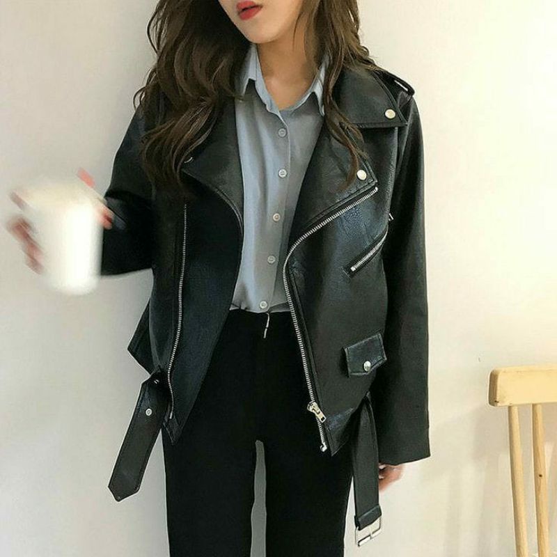 Jaket Kulit Wanita Ramones Changcuters Korea Blazer Style