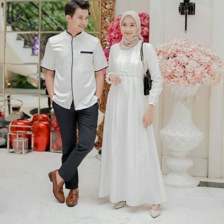 FDRW Gamis Couple Brukat Pasangan Terbaru 2021 2022 Modis Couple Reline Suami Istri Remaja Modern Pa