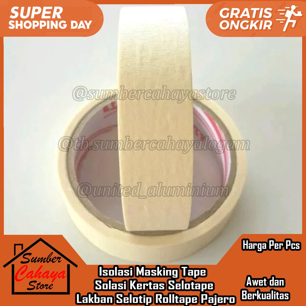 

Isolasi Masking Tape Solasi Kertas Selotape Lakban Selotip Rolltape Pajero Selotipe Robek Krep Selasiban Solasiban Solatip DuctTape Perekat Lem Lim