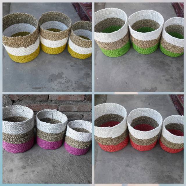 Keranjang Pot Tanaman  Anyaman Daun Pandan 01