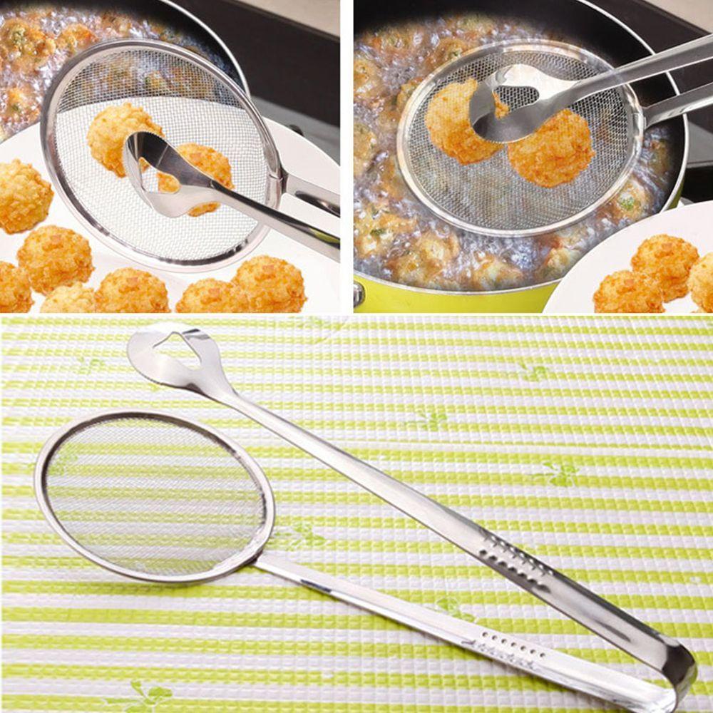 [Elegan] Oil Mesh Drainer Food Serving Tongs Stainless Steel Alat Dapur Gadget Mesh Colander Utensils Fried Tong Penggorengan BBQ Prasmanan Serving Tongs