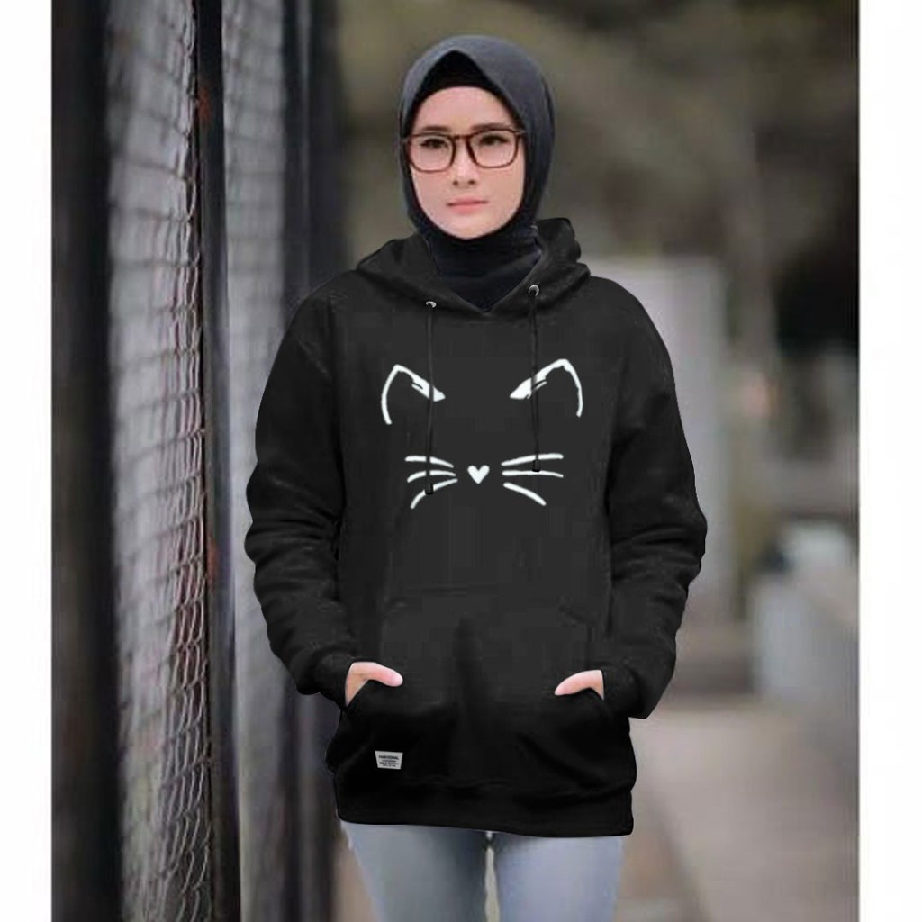 SWEATER HOODIE JEMPER KUCING TANPA MUKA UNISEX matt COTTON fleece Premium