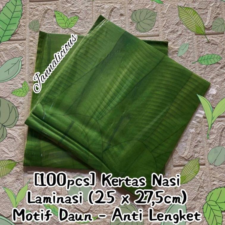 

[S-OQW-♫) Kertas Nasi Laminasi Anti Lengket ~ Motif Daun Pisang Uk. 25x27,5cm-terviral