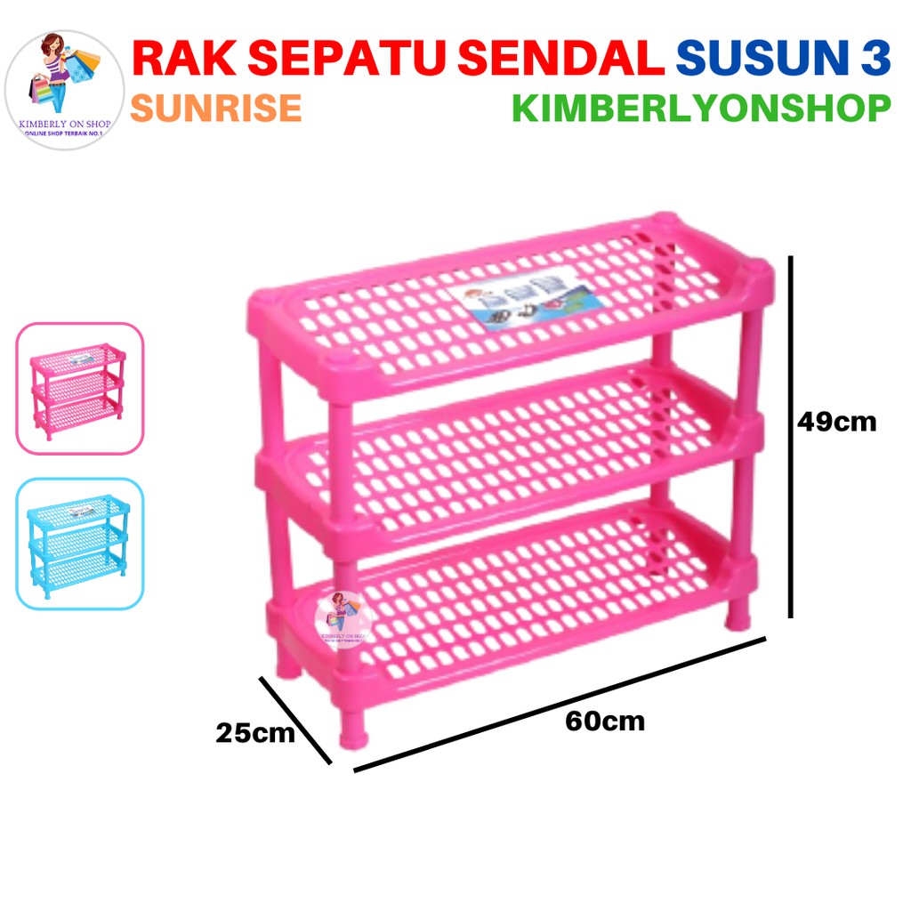 Rak Tempat Sepatu Sendal Susun 3 Sunrise