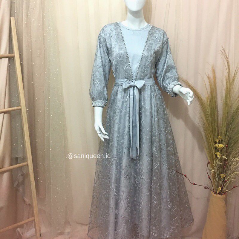 JELITHA GAUN PESTA / Full Tulle bordir aplikasi payet / baju kondangan / wisuda / bridesmaids