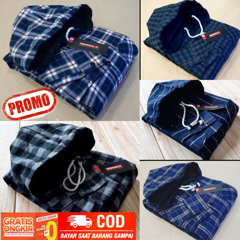 kemeja flanel hoodie lengan panjang pria wanita -kemeja flanel kupluk bertopi distro pria import keren - kemeja flanel hoodie pria lengan panjang