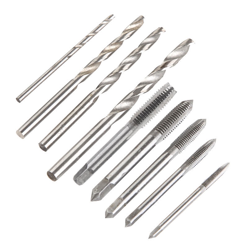 10PCS Mata Bor Tap Die Set - Pembuat Ulir Sekrup dengan Tap Wrench Origina/dengan Tap Wrench Original