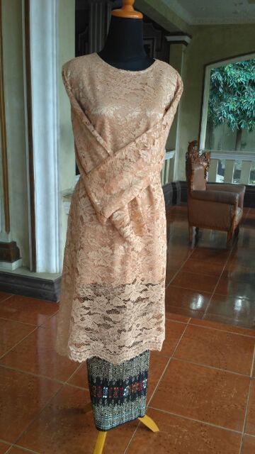 Realpict Stelan Kurung Semi Gamis Naya Bahan Brukat Gliter Rok Plisket Katun Batik Silk