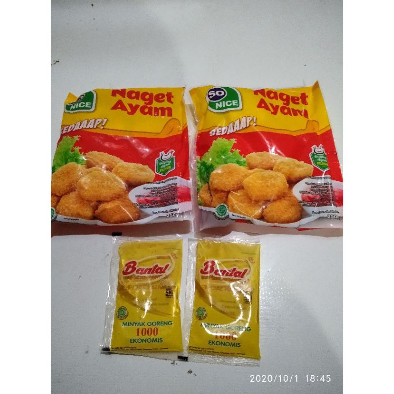 So nice chicken nugget murah 250gr, beli 2pcs free 2pcs minyak goreng bantal 60ml