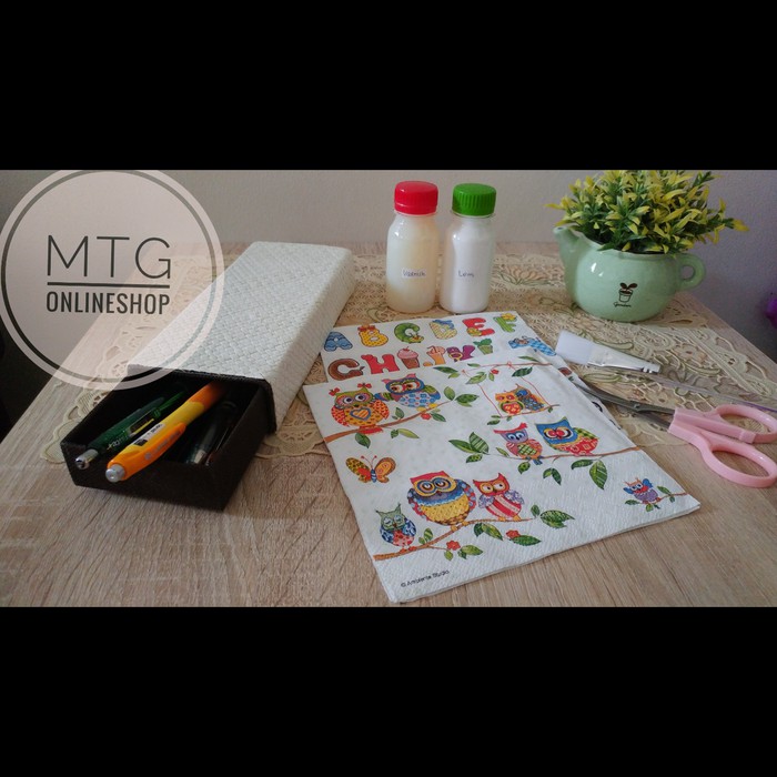 

Paket decoupage media kotak pensil pena anak anyaman pandan lucu unik