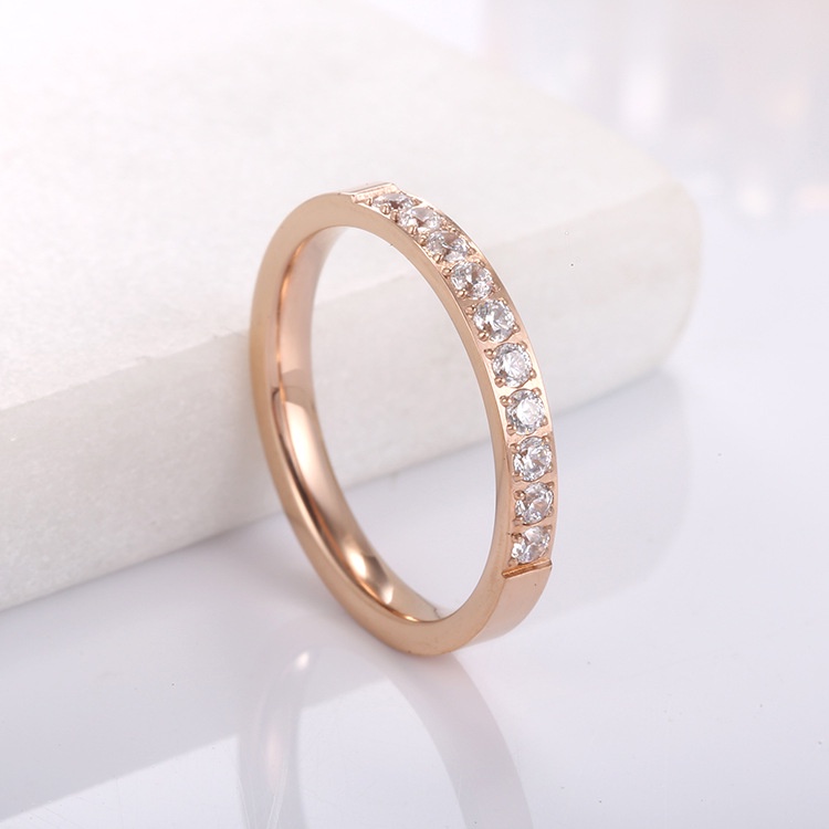 Cincin Emas Mawar/Cincin Fashion/Cincin Pasangan/Cincin Titanium Emas Mawar dengan Berlian