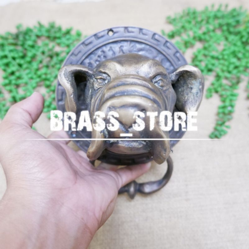 Ketukan Pintu Rumah Rumah Kuningan Antik Motif Kepala Bulldog Hiasan Dinding Pajangan Pintu Dekorasi
