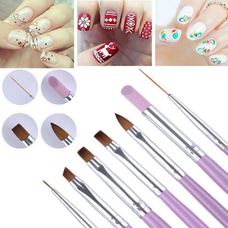 KUAS PAKET UNGU NAIL ART ISI 7 pcs