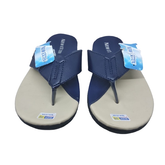 Sandal Japit Distro Pria Dewasa Warna Navy Kombinasi Crem Sendal Santai Lebaran Laki Laki