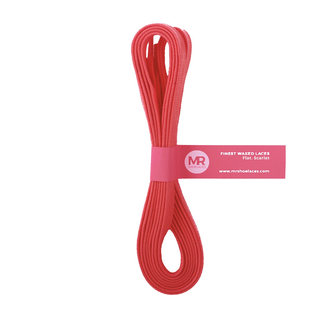 MR Shoelaces FT42 Scarlet - Tali Sepatu Lilin 6-7mm Gepeng Flat Pipih (Waxed Laces) 125cm