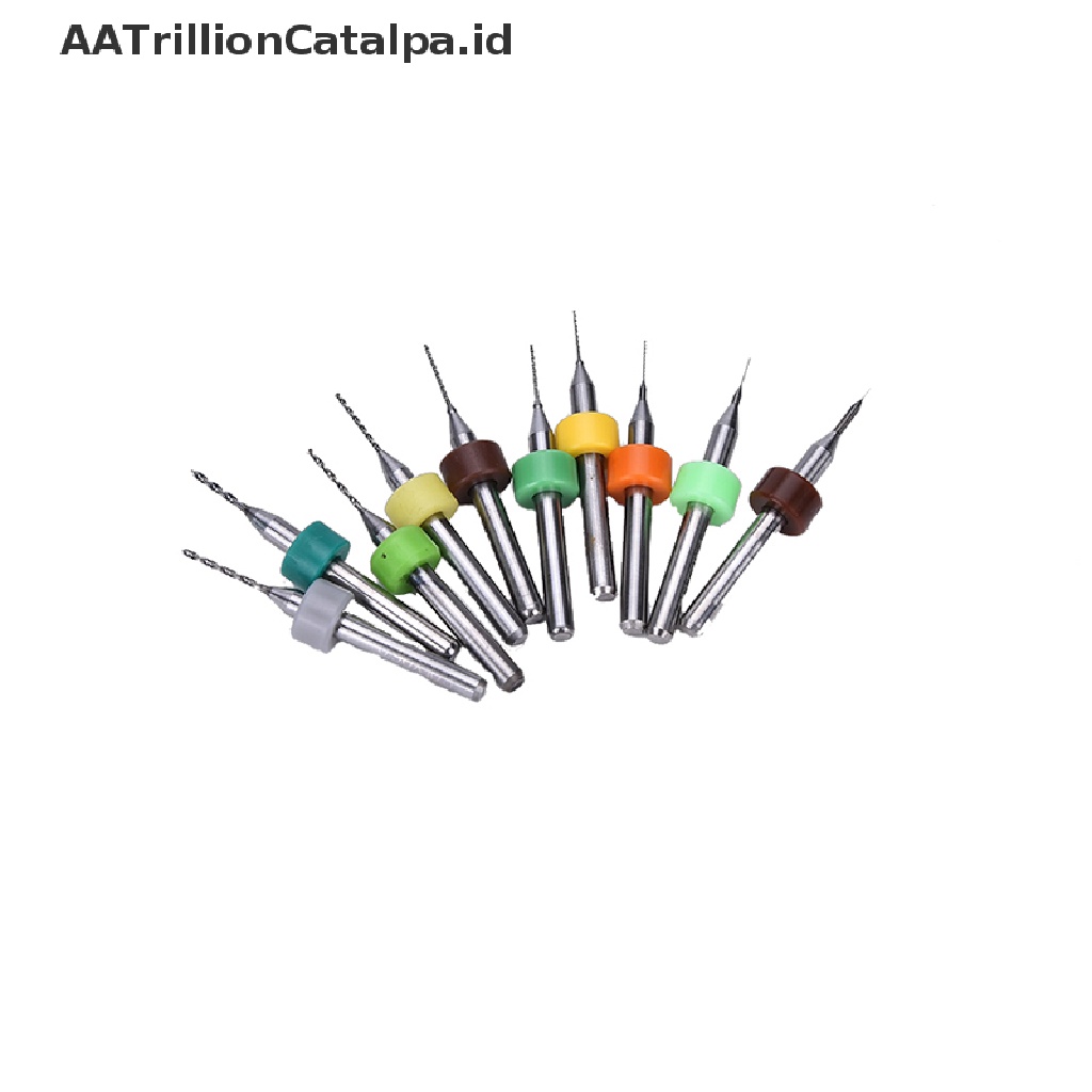 Aatrillioncatalpa 10PCS / Set Mata Bor Micro Drill Bits 0.1mm-1.0mm Untuk Papan Sirkuit PCB CNC